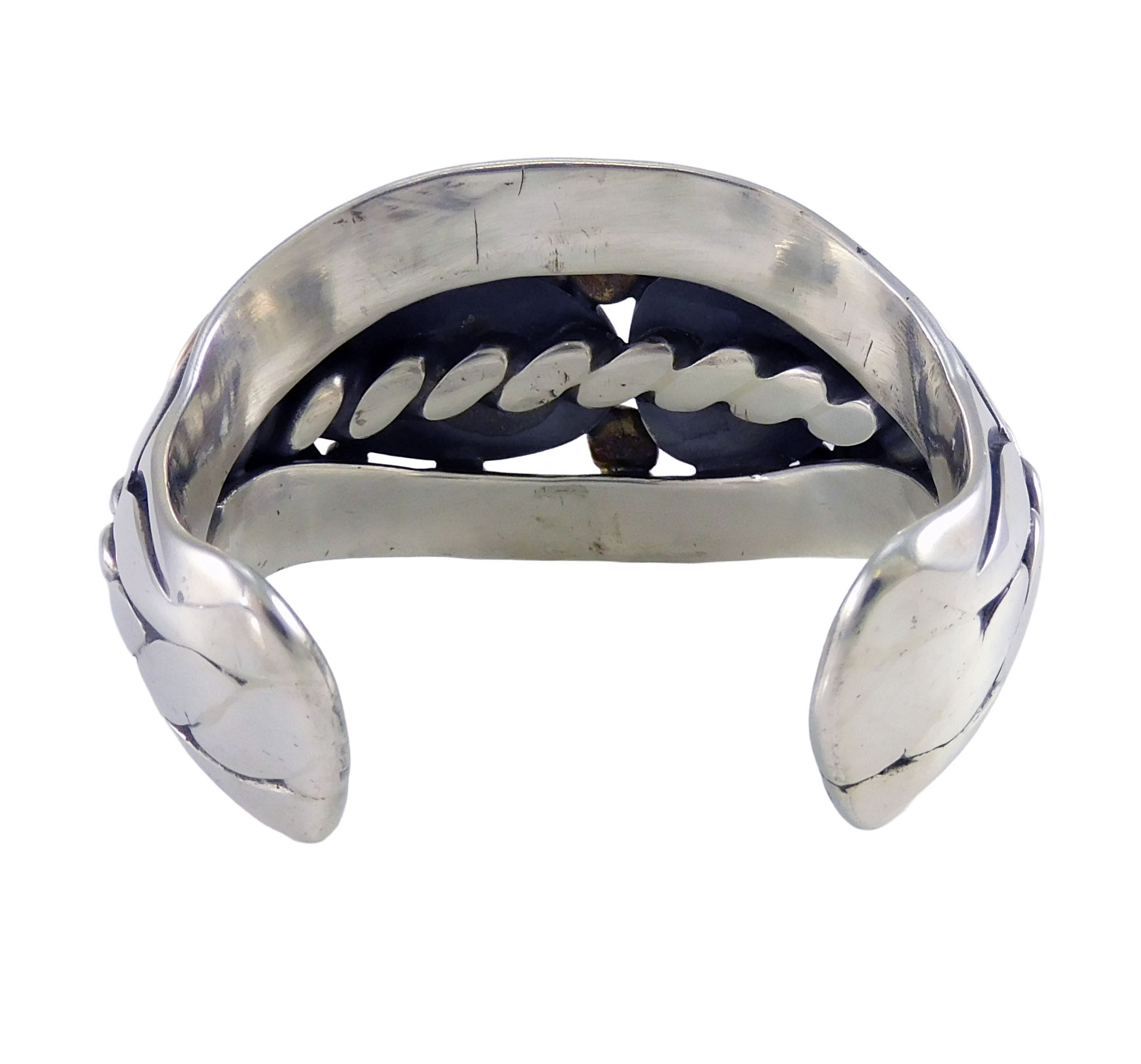 Orville Tsinnie XS Silver and Gold Cuff #8 Gold Web Turquoise