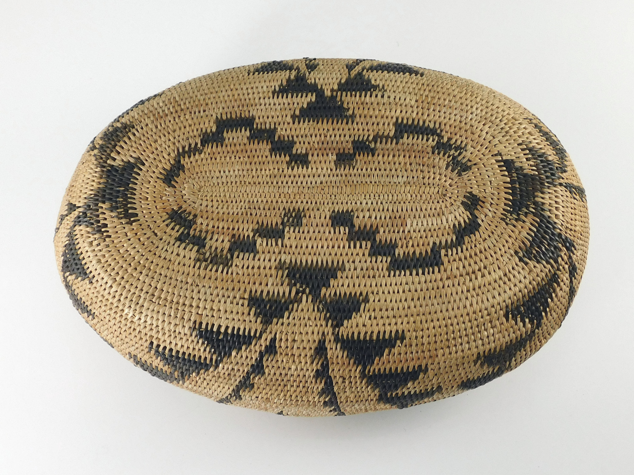 Antique Pomo Indian Single Rod Boat Shaped Basket