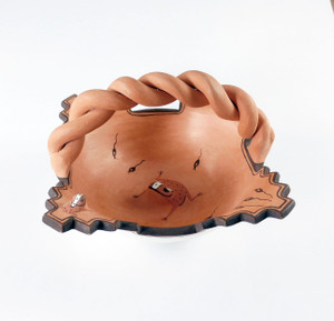 Zuni Corn Meal Bowl with frogs by Agnes Peynetsa