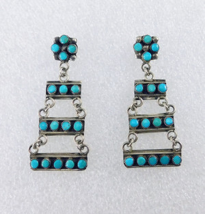 Zuni Turquoise Tiered Dangle Earrings