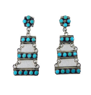 Zuni Turquoise Tiered Dangle Earrings