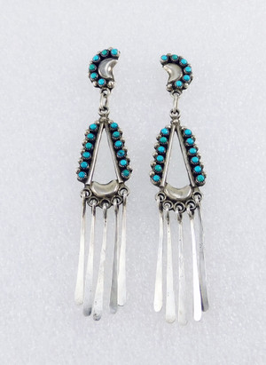 Zuni Turquoise Dangle Earrings Falling Rain