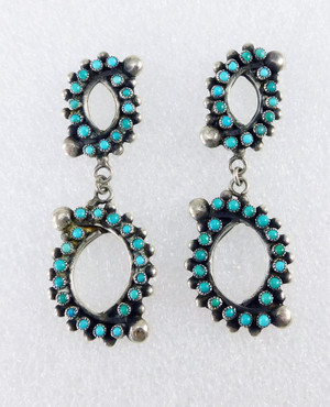 Vintage Zuni Turquoise Dangle Earrings