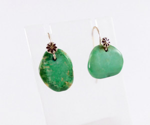 Old Turquoise Tab Dangle Earrings