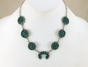 Dainty Zuni Turquoise Cluster Choker with Naja