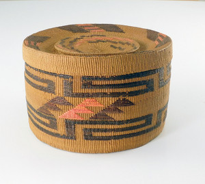 Antique Tlingit Rattle Top Lidded Basket