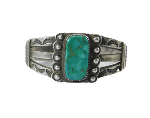 Square Blue Gem Turquoise in Silver Bracelet