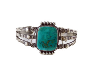 Square Blue Gem Turquoise in Silver Bracelet