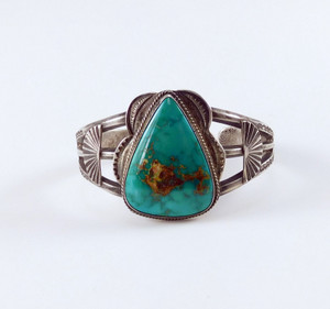 Blue Gem Turquoise Vintage Silver Bracelet