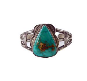 Blue Gem Turquoise Vintage Silver Bracelet