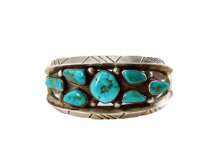 Vintage Turquoise in Silver Cuff Bracelet