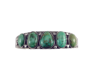 Antique Silver Cuff Bracelet Green Turquoise