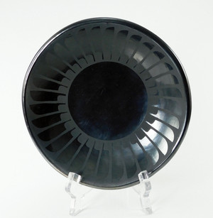 Black  Pottery Feather Plate by Maria and Santana