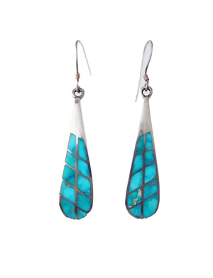 Vintage Channel Inlay Turquoise Dangle Earrings