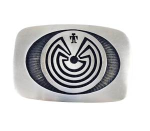 Bernard Dewahoya Hopi Silver Man in Maze Buckle