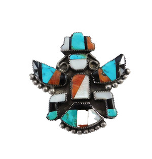 Vintage Zuni Inlay Knife Wing God Brooch