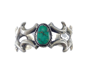 Vintage Dine' Tufa Cast silver Cuff Bracelet with Turquoise