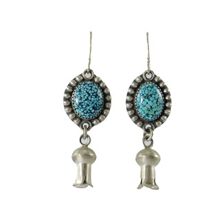 Moe Muskett SpiderWeb Turquoise Squash Blossom Earrings