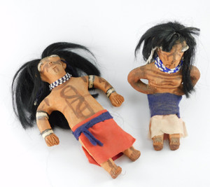 Two Mohave Pottery Effigy Figures by Betty Barrackman