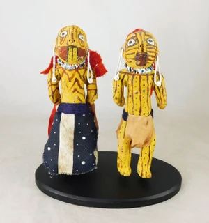 Yellow Mojave Pottery Pair of Figures on Stand
