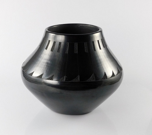 Juan Tafoya Black Pottery Feather Jar