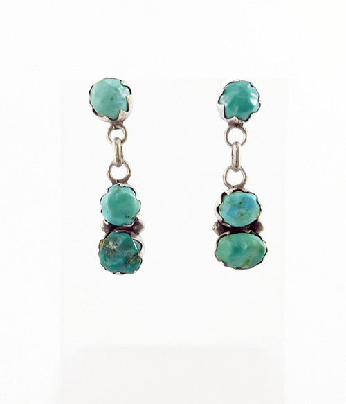 Carved Turquoise in Silver Earrings Alice Quam