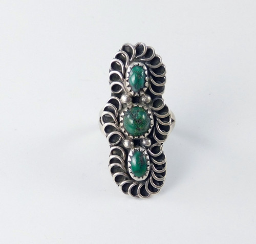 Antique Silver and Green Turquoise Ring