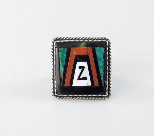 Z for Zuni Inlay Silver Ring