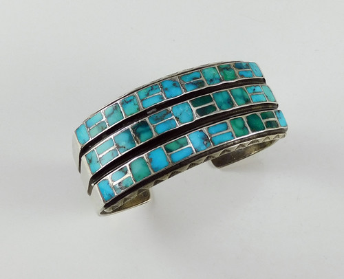 Vintage Zuni Inlay Turquoise Bracelet