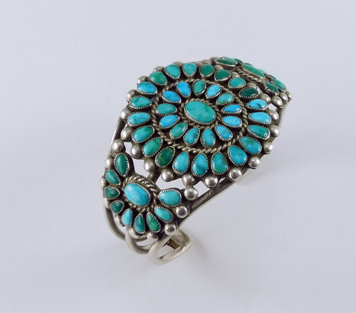Vintage Dainty Zuni Turquoise Cluster Bracelet