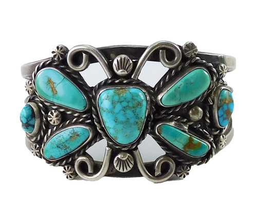 Vintage Turquoise Butterfly Silver Bracelet