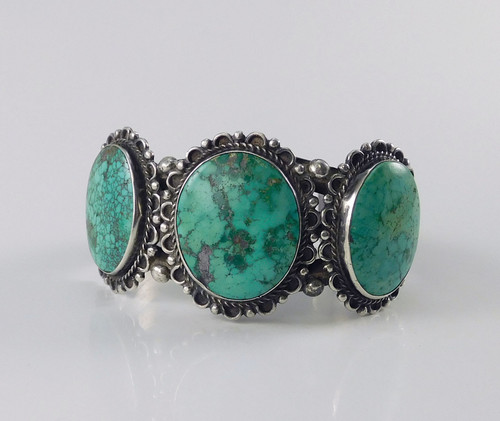 Three  Turquoise Silver Bracelet