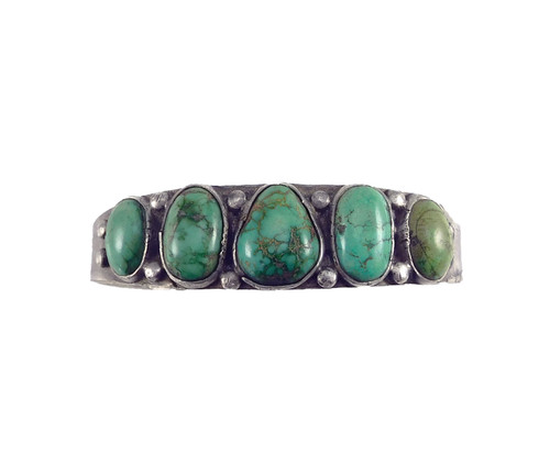 Antique Silver Cuff Bracelet Green Turquoise