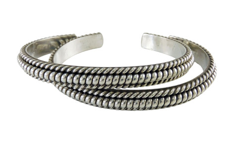 Pair of Silver Cuff Bracelets by Tahe