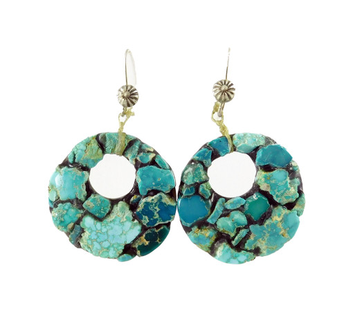Turquoise Dangle Round Earrings by LeJeune Chavez