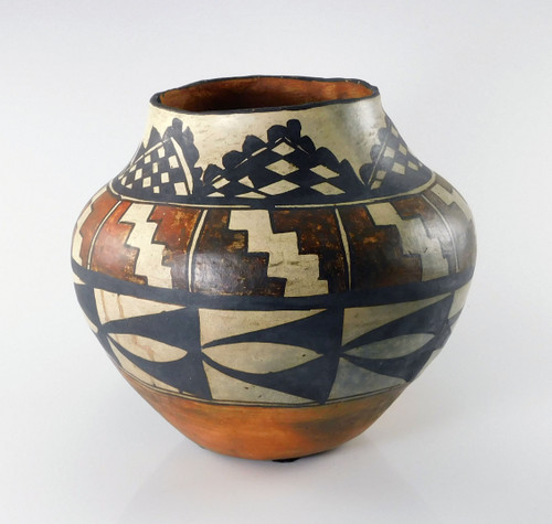 Antique Acoma 4 Color Pottery Olla