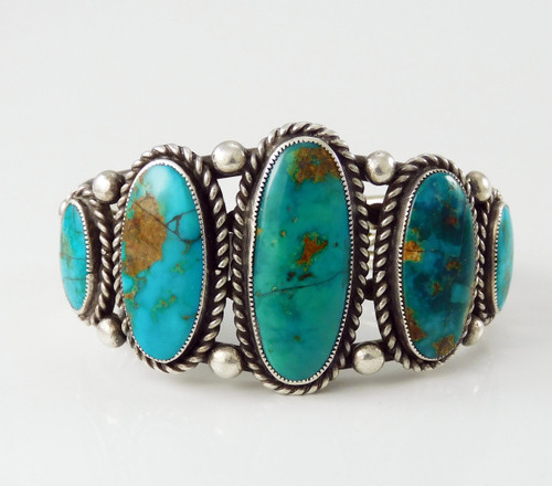 Classic Blue Gem Turquoise Silver Bracelet