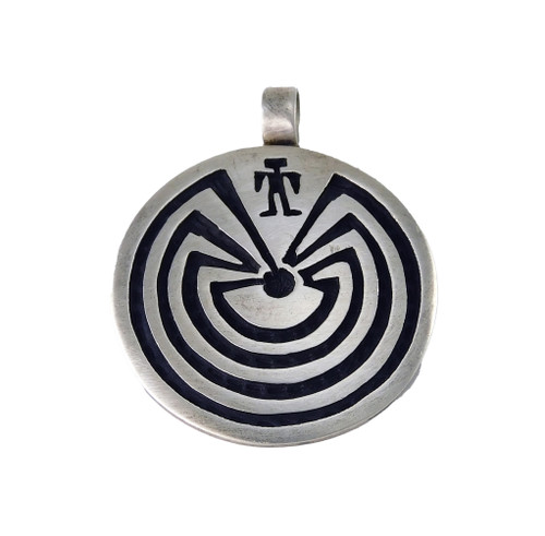 Bernard Dewahoya Hopi Silver Man in Maze Pendant