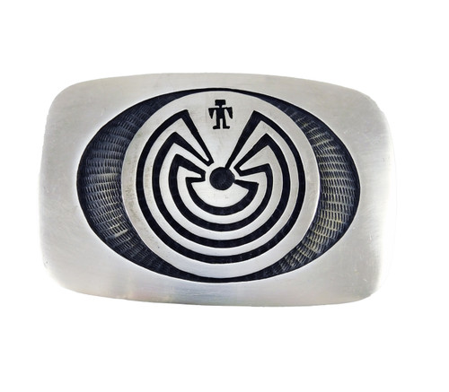 Bernard Dewahoya Hopi Silver Man in Maze Buckle
