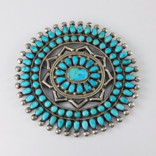 Large Zuni Turquoise Cluster Brooch
