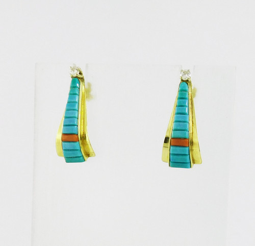 Scott Differient Gold and Turquoise Earrings