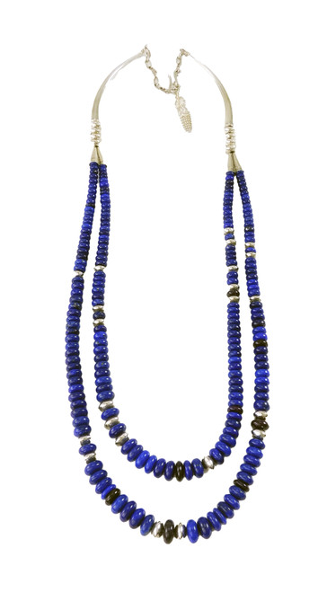 Andy Lee Kirk Lapis Sugilite and Silver Bead Necklace