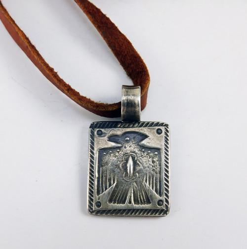 Jesse Robbins Stamped Silver Thunderbird Pendant