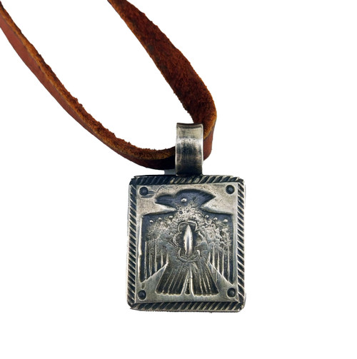 Jesse Robbins Stamped Silver Thunderbird Pendant