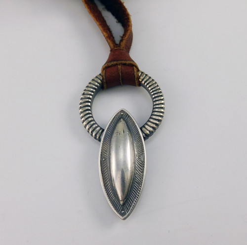 Jesse Robbins Stamped Coin Silver  on Circle Pendant