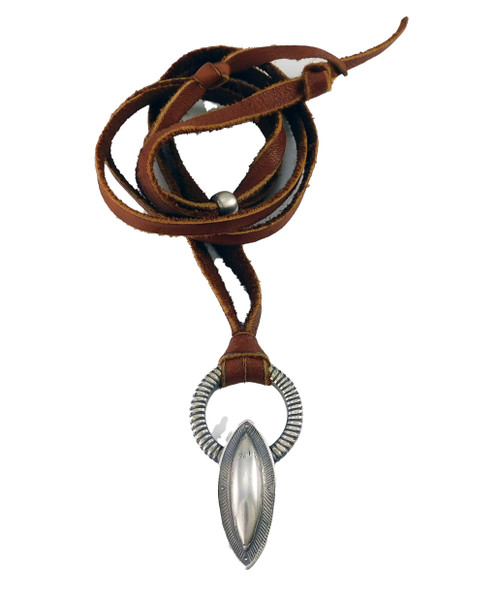 Jesse Robbins Stamped Coin Silver  on Circle Pendant