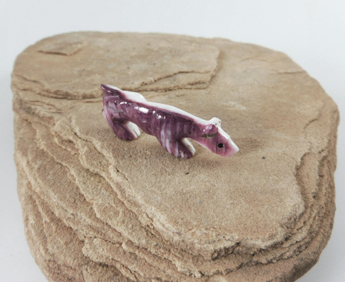 Zuni Carved Spondylus Mountain Lion by Andres Quandelacy