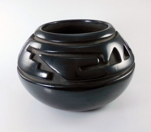 Santa Clara Black Pottery Carved Jar by Margaret Tafoya