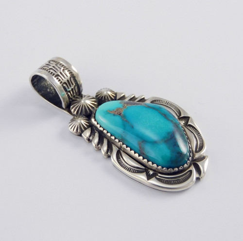 Bisbee Blue Turquoise Silver Pendant by Jeanette Dale