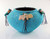 Turquoise covered pottery jar with carvings by Edna Leki, Zuni